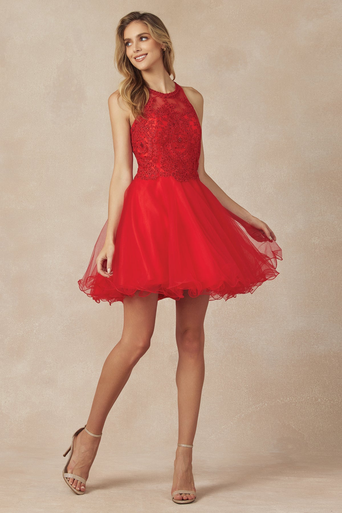 Juliet 826 Short Homecoming Fitted Cocktail Beaded Dress