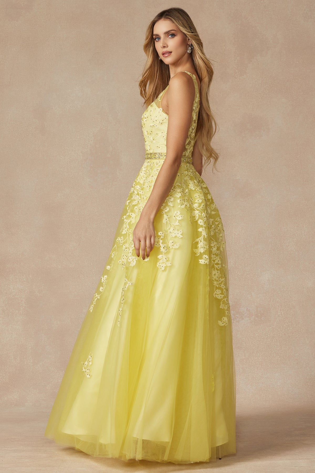Juliet JT224 Ball Gown Long Formal Floral Prom Dress