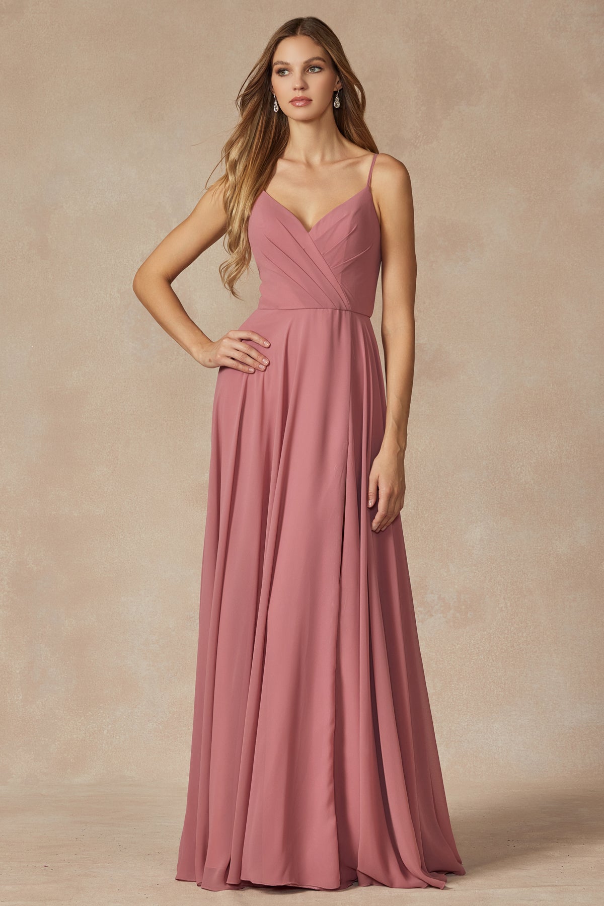 Juliet 263 Long Slit Formal Pleated Prom Dress