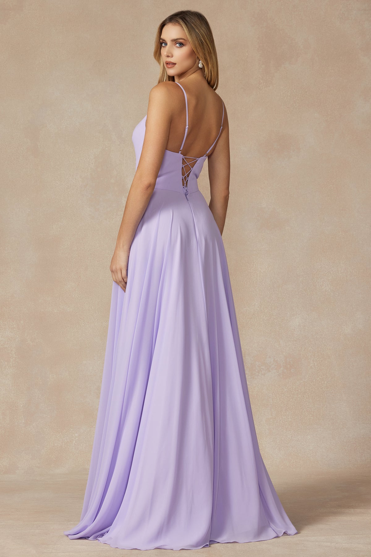 Prom Dresses Long Slit Formal Pleated Prom Dress Lilac