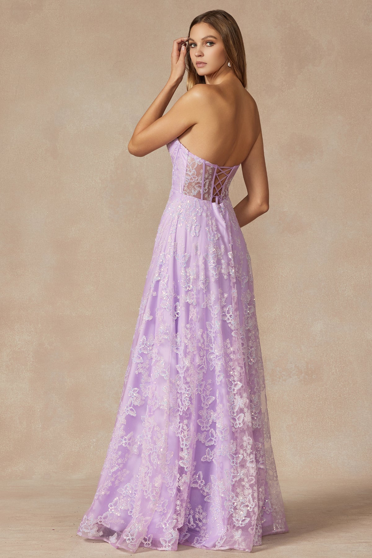 Juliet JT2403 Prom Long Formal Slit Glitter Dress