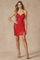 Cocktail Dresses Short Slit Homecoming Sequin Dress Red