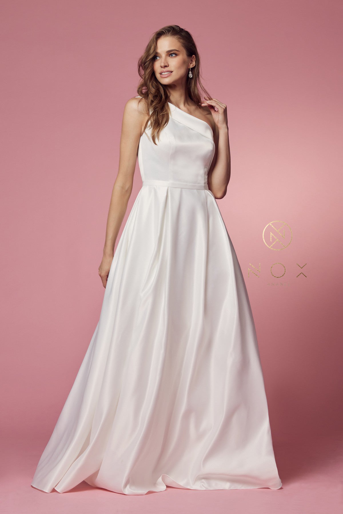 Nox Anabel E469 Simple Long Bridal A Line Wedding Dress