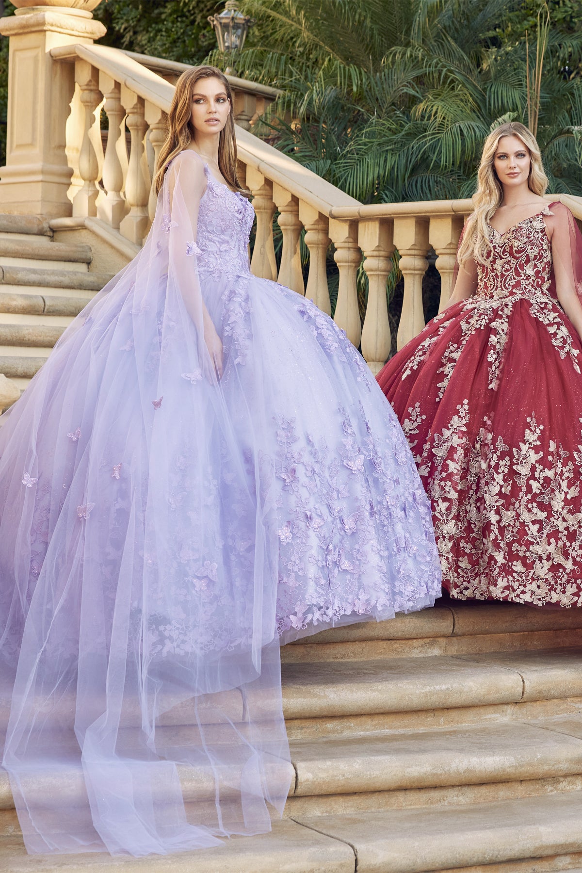 Quinceniera Dresses Long Ball Gown Lace Glitter Quinceniera Dress Juliet JT1442 Burgundy