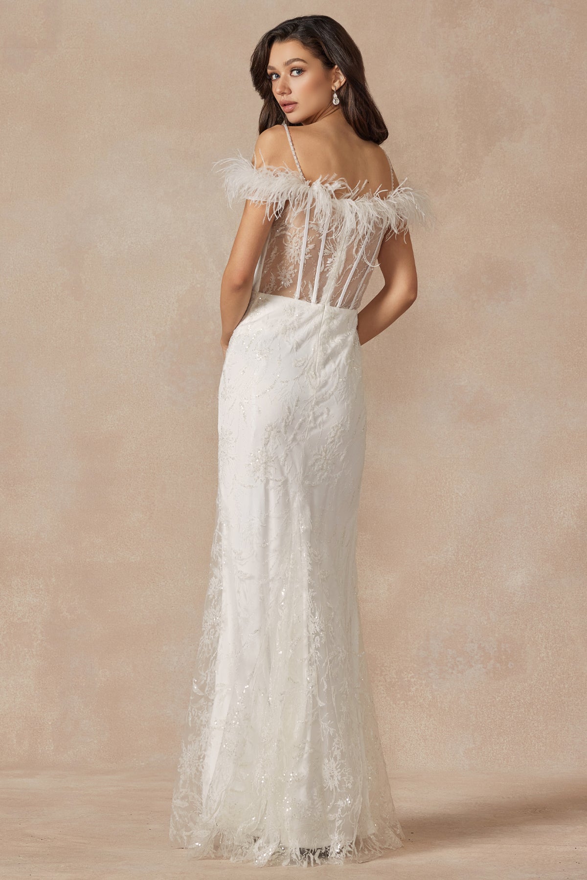 Juliet JT2402W Long Glitter Sequin Wedding Dress
