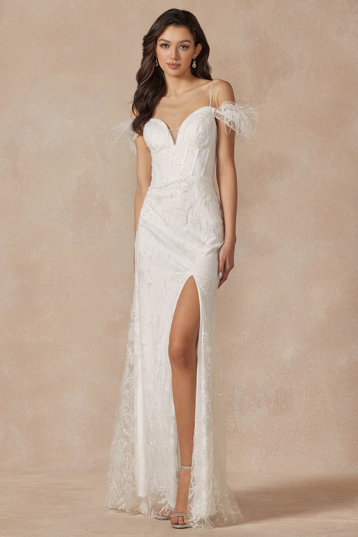 Juliet JT2402W Long Glitter Sequin Wedding Dress