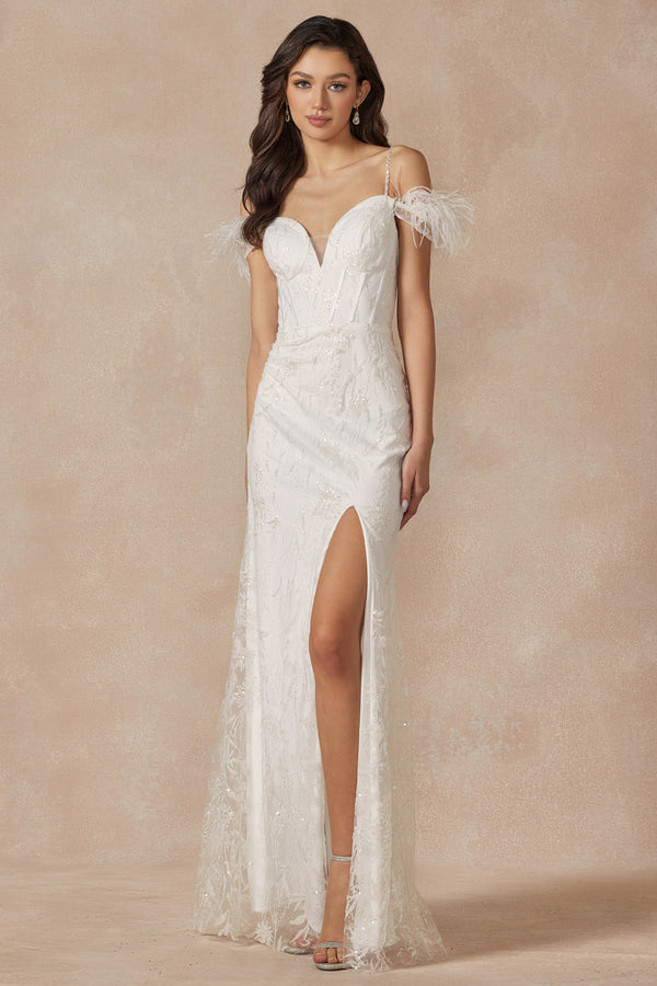 Juliet JT2402W Long Glitter Sequin Wedding Dress