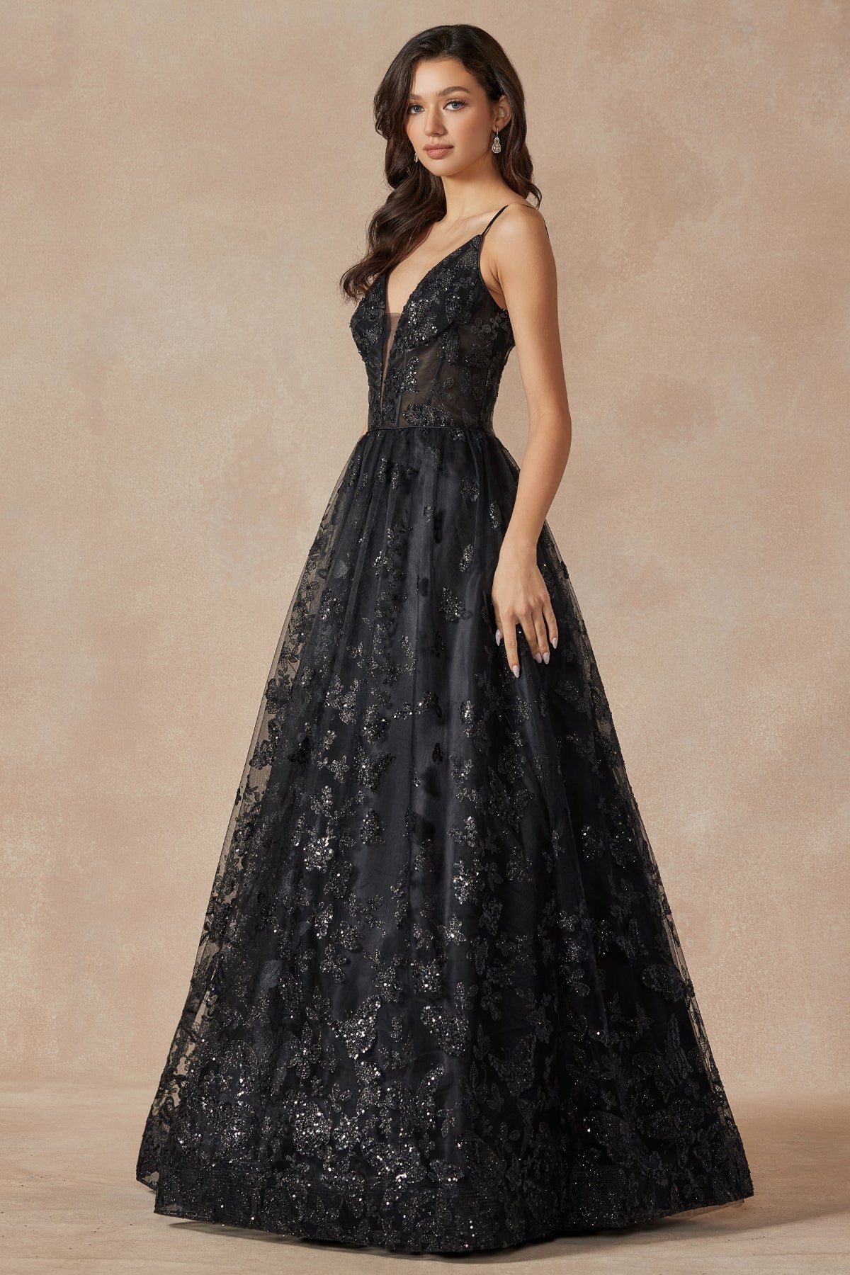 Juliet JT2413 Long Glitter Formal Prom Dress