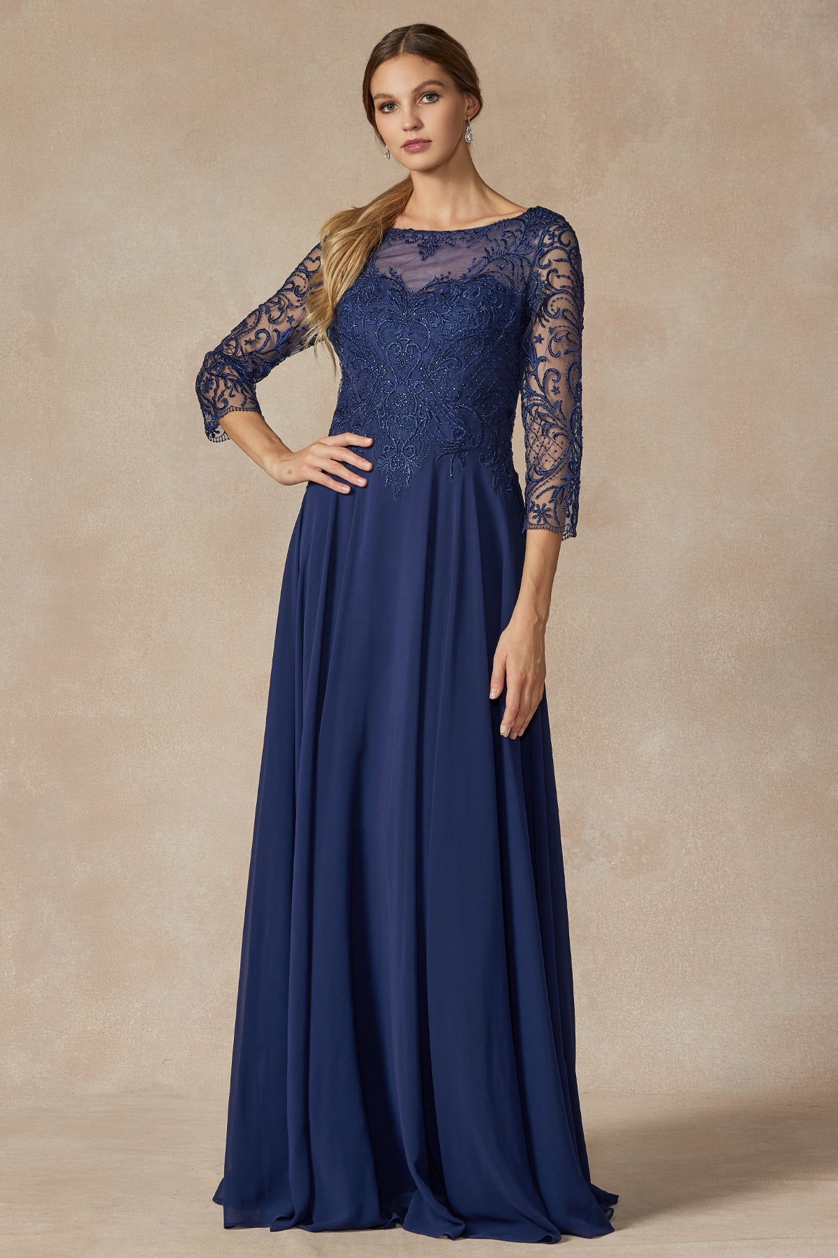 Juliet M11 Long Beaded Lace Formal Mother of the Bride Dress