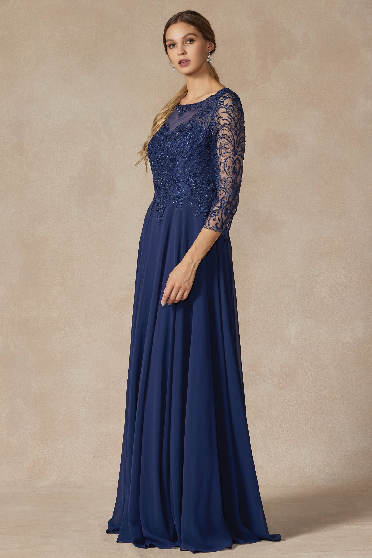 Juliet M11 Long Beaded Lace Formal Mother of the Bride Dress