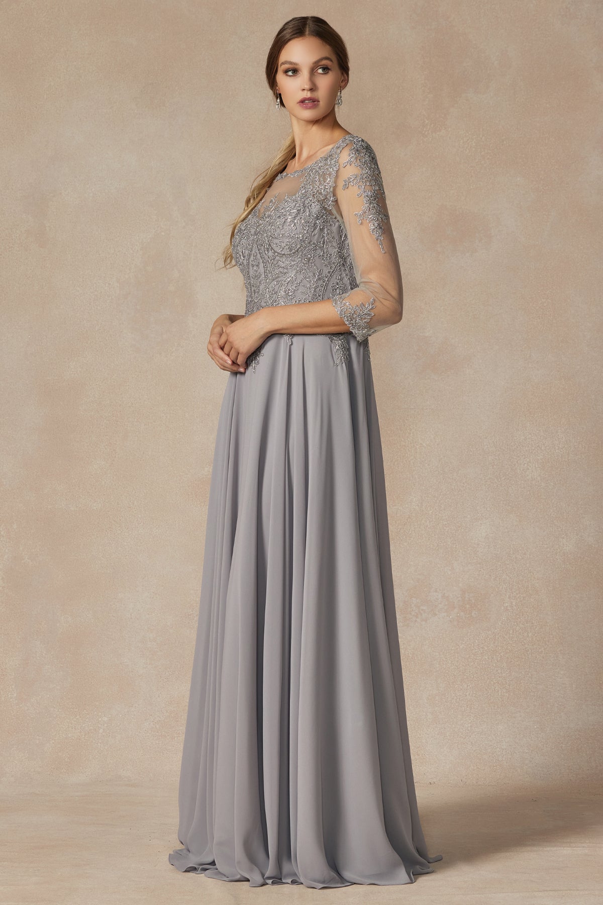 Juliet M12 Long Formal Mother of the Bride Lace Dress