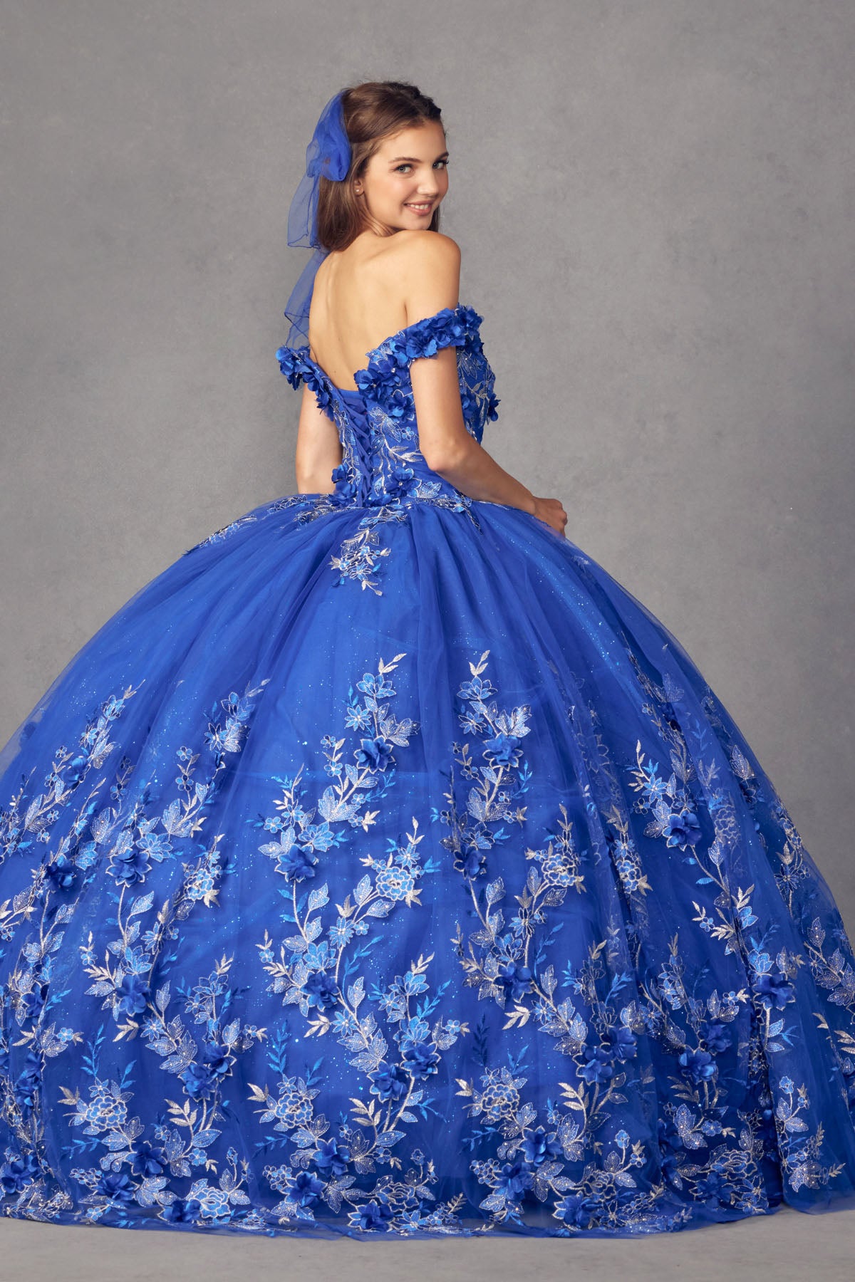 Quinceniera Dresses Long Ball Gown Floral Quinceniera Dress Juliet JT1447 Royal Blue