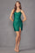 Cocktail Dresses Fitted Short Slit Mini Cocktail Dress Emerald Green
