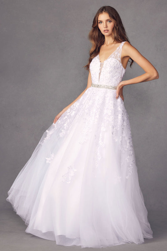 Juliet JT224 Bridal Gown Long Floral Wedding Dress