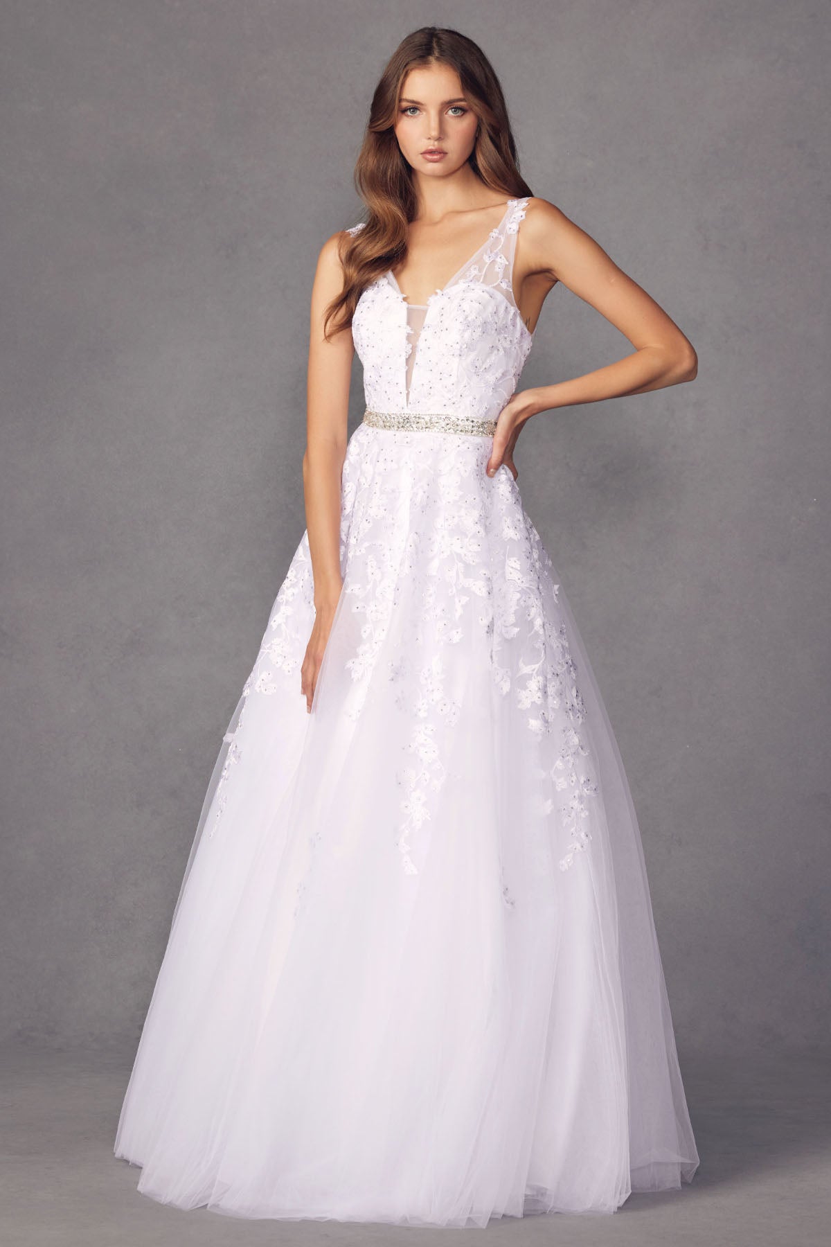 Juliet JT224 Bridal Gown Long Floral Wedding Dress