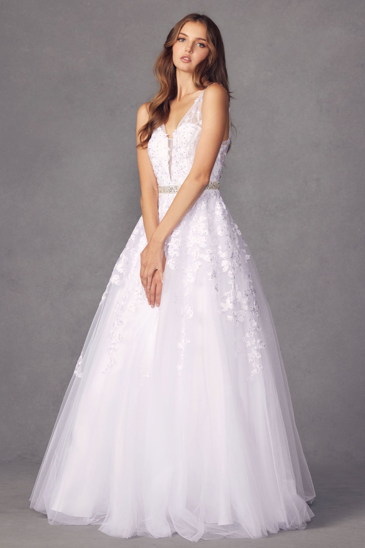 Juliet JT224 Bridal Gown Long Floral Wedding Dress