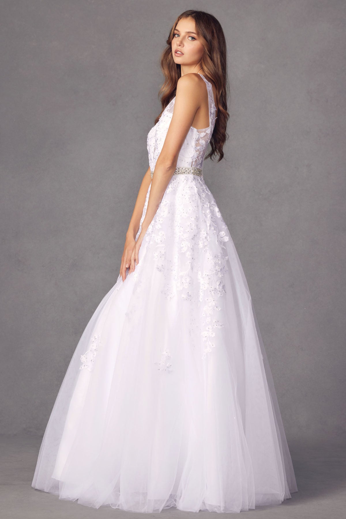 Juliet JT224 Bridal Gown Long Floral Wedding Dress