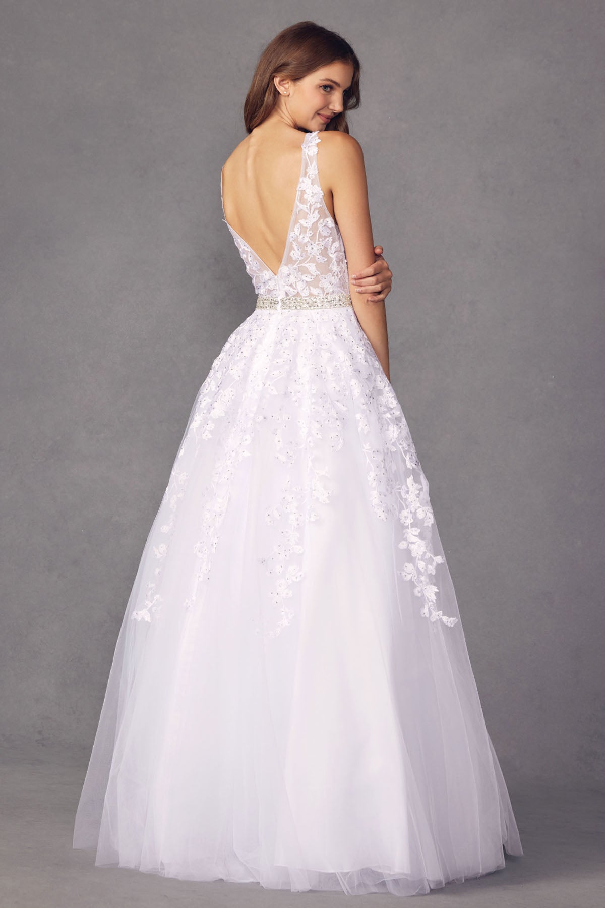 Juliet JT224 Bridal Gown Long Floral Wedding Dress