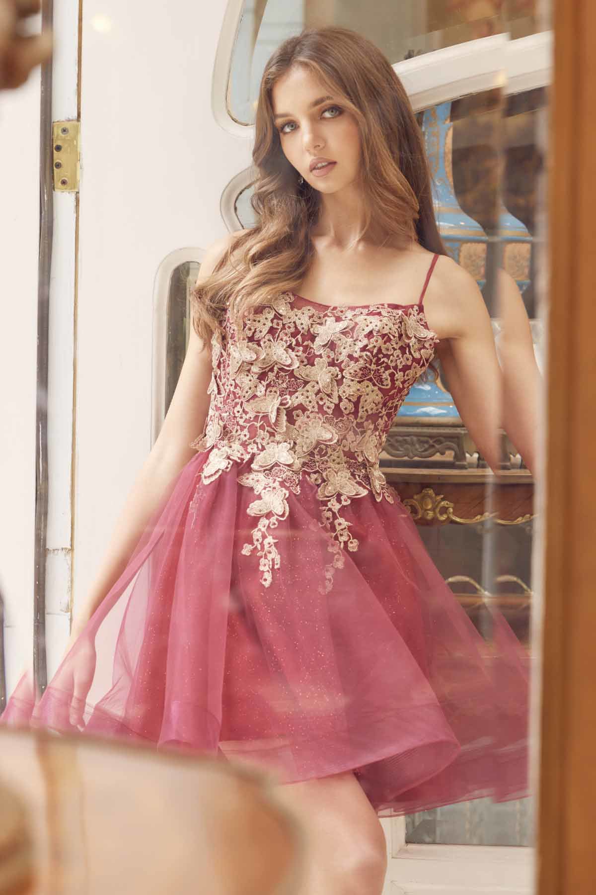 Juliet JT902 Short Cocktail Lace Dress