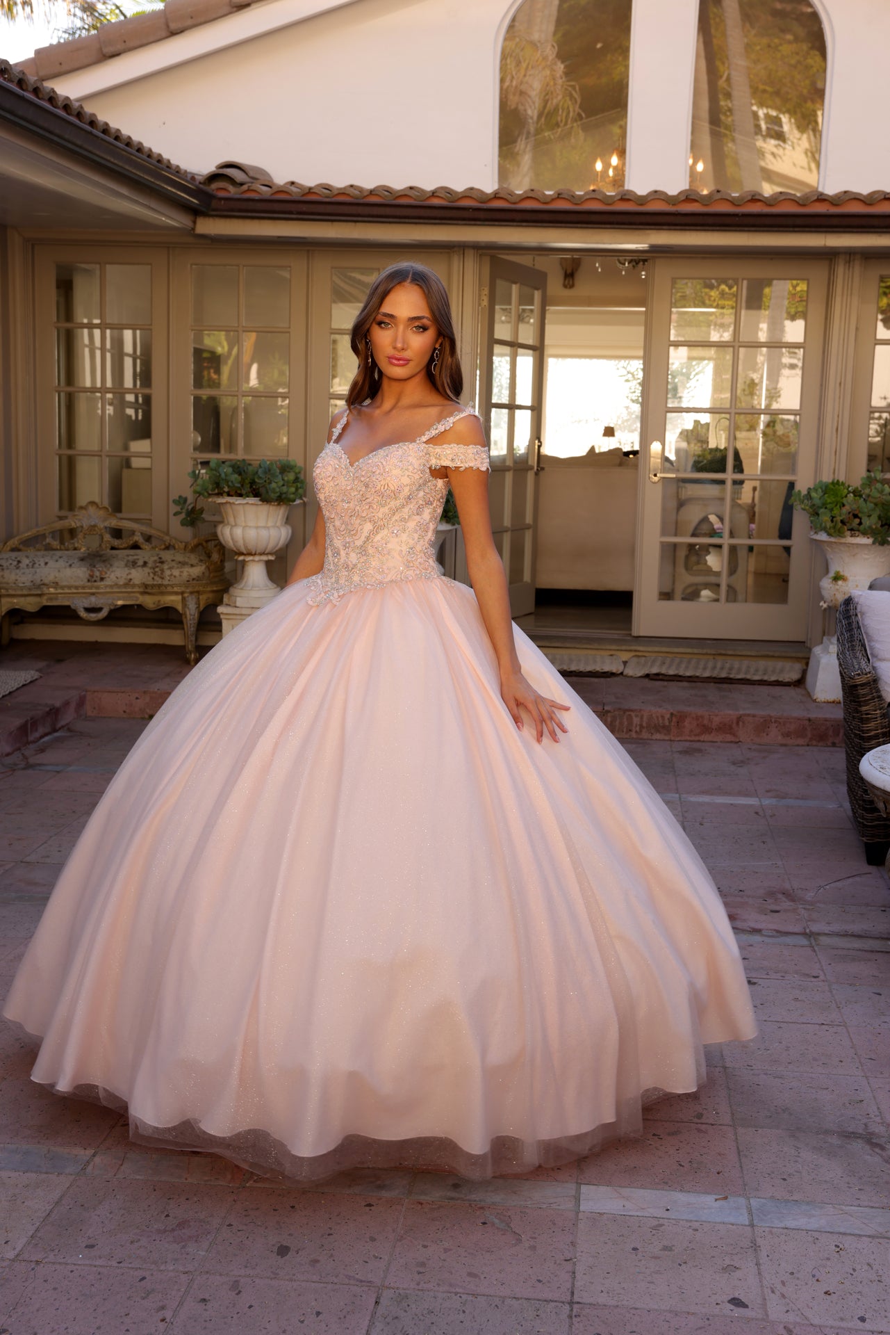 Quinceniera Dresses Long Ball Gown A Line Quinceniera Dress Juliet JT1430 Blush