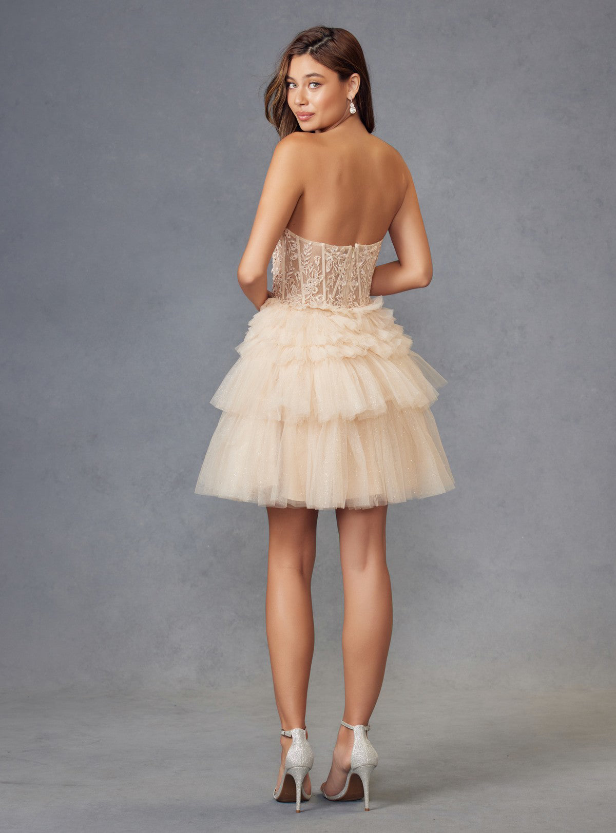 Juliet JT918S Mini Cocktail Ruffle A Line Short Dress