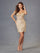 Cocktail Dresses Fitted Short Sequin Slit Cocktail Dress Champagne