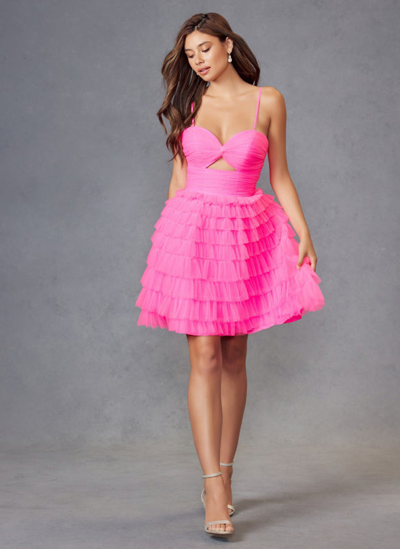 Juliet JT921H Homecoming Ruffle Short A Line Cocktail Dress