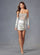 Cocktail Dresses Short Fitted Beaded Metallic Cocktail Dress Silver