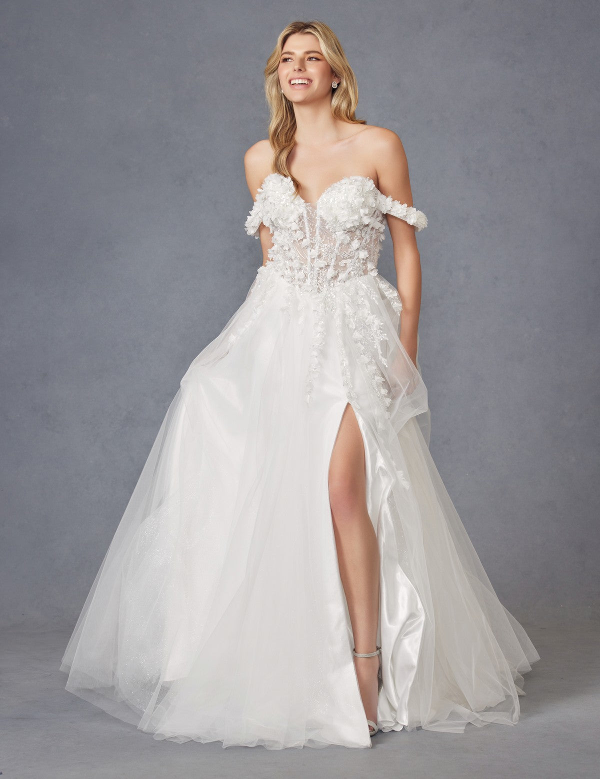 white wedding dress with flowers Juliet JT2483KW Long Floral Wedding Dress – The Dress Outlet