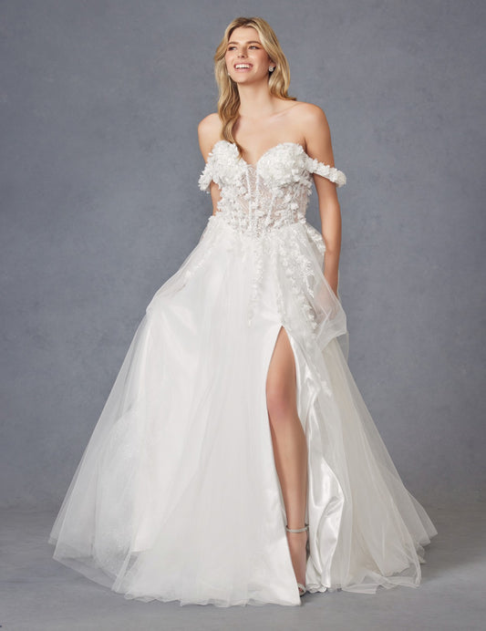 Wedding Dresses Long Floral Wedding Dress Off White