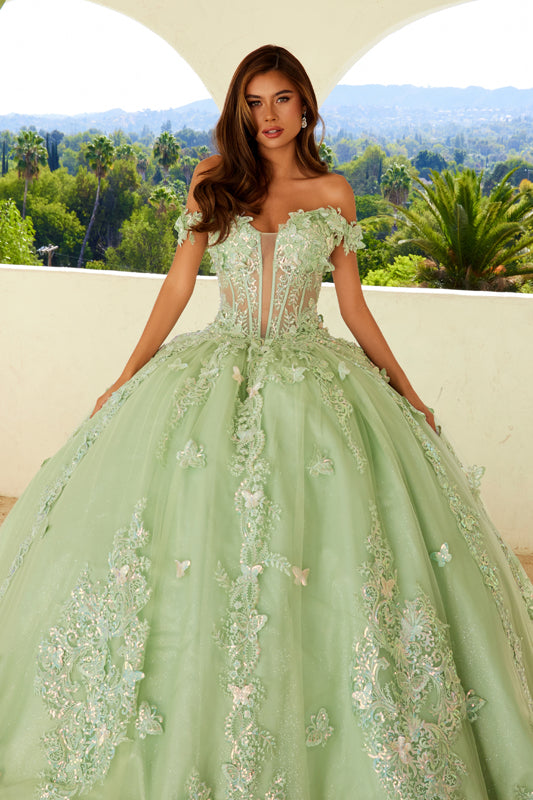 Juliet JT1485J Long Ball Gown Glitter Sweet 16 Quinceanera Dress