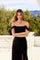 Prom Dresses Fitted Corset Long Formal Slit Prom Dress Black