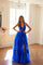 Prom Dresses Ruffled A Line Long Formal Lace Applique Prom Dress Royal Blue