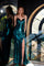 Prom Dresses Prom Metallic Slit Long Formal Fitted Dress Teal