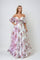 Prom Dresses A Line Long Formal Printed Ruffle Prom Dress White