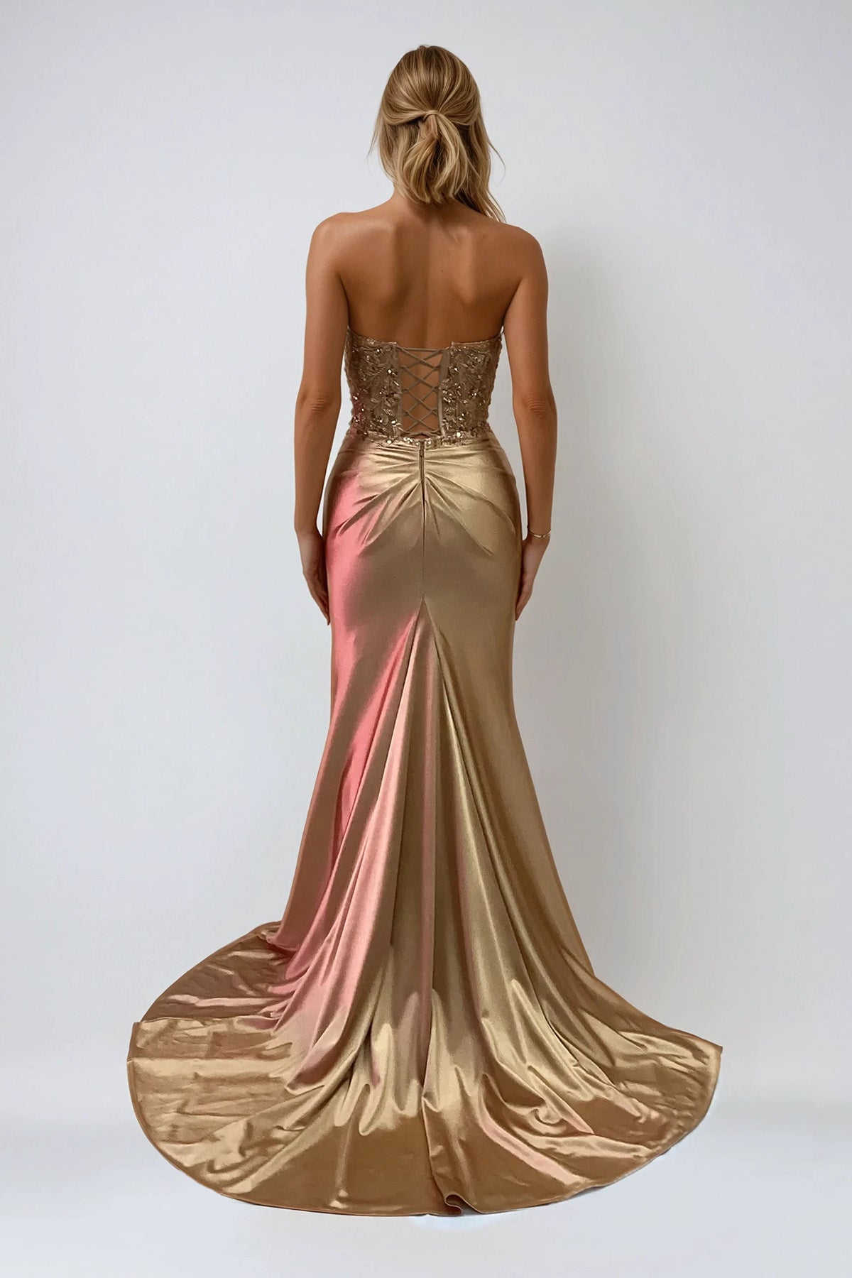 Juliet JT2534K Fitted Long Corset Formal Applique Prom Dress
