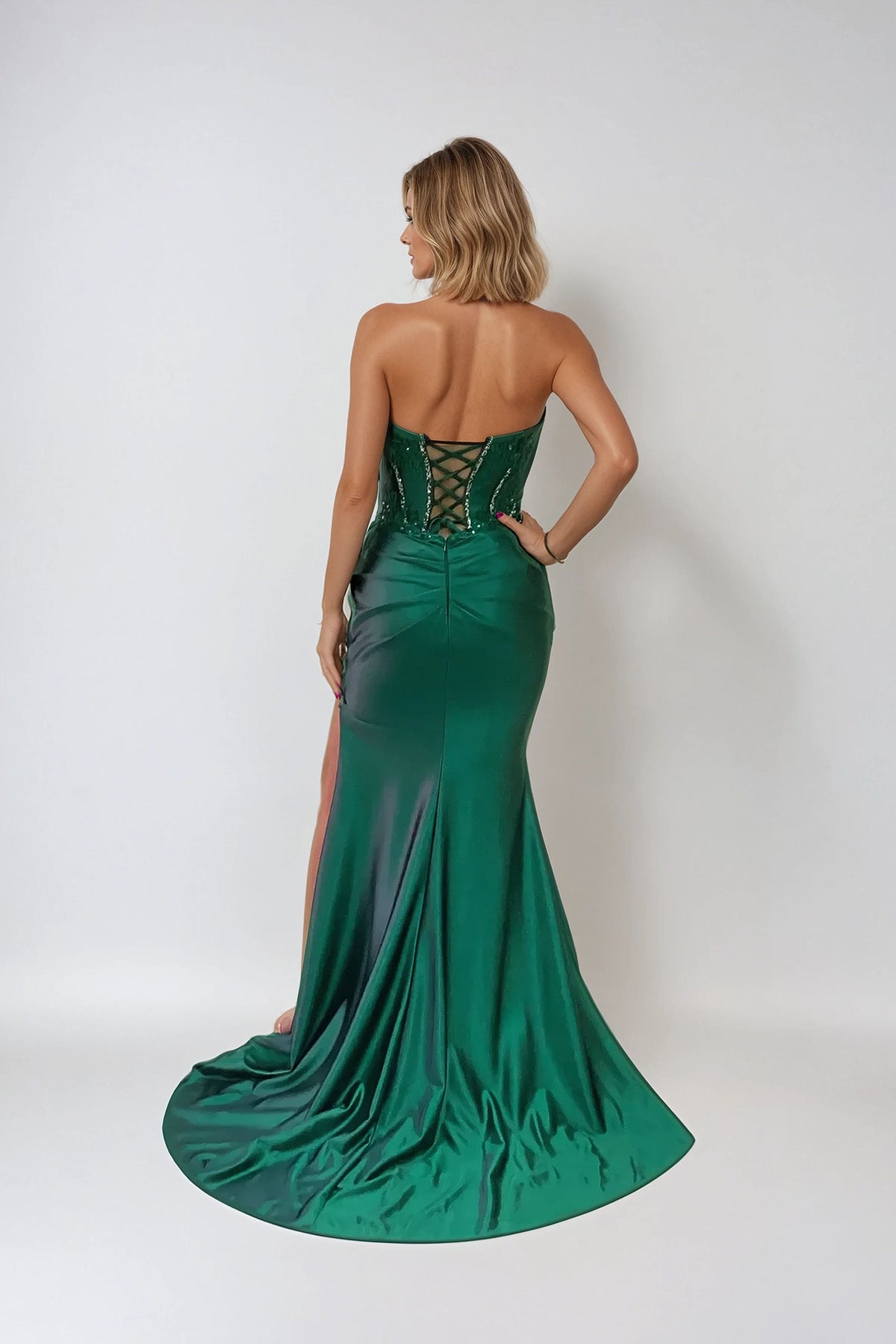 Juliet JT2536K Prom Fitted Slit Long Formal Applique Dress
