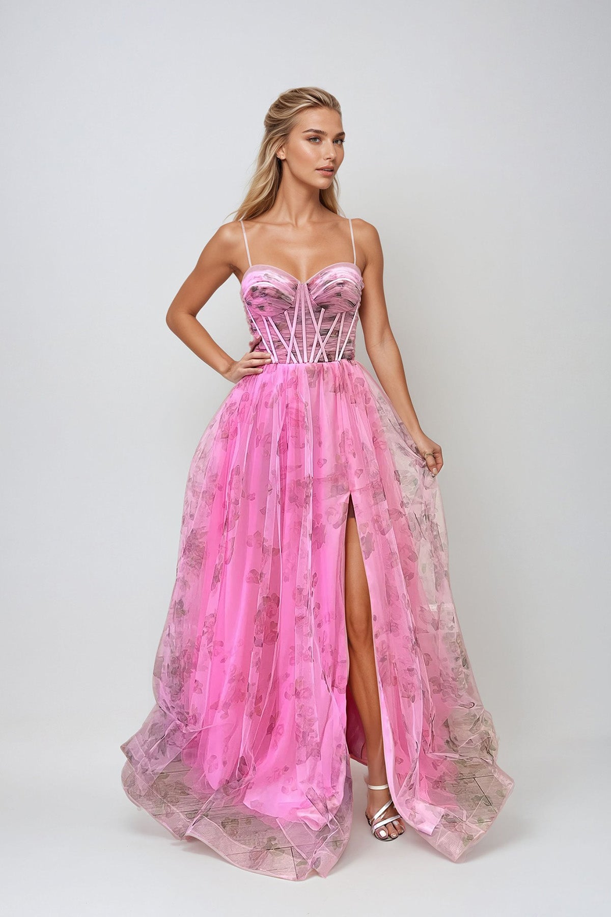 Juliet JT2562S Prom Long A Line Formal Printed Dress