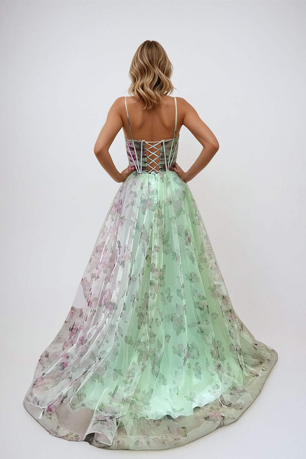 Juliet JT2562S Prom Long A Line Formal Printed Dress