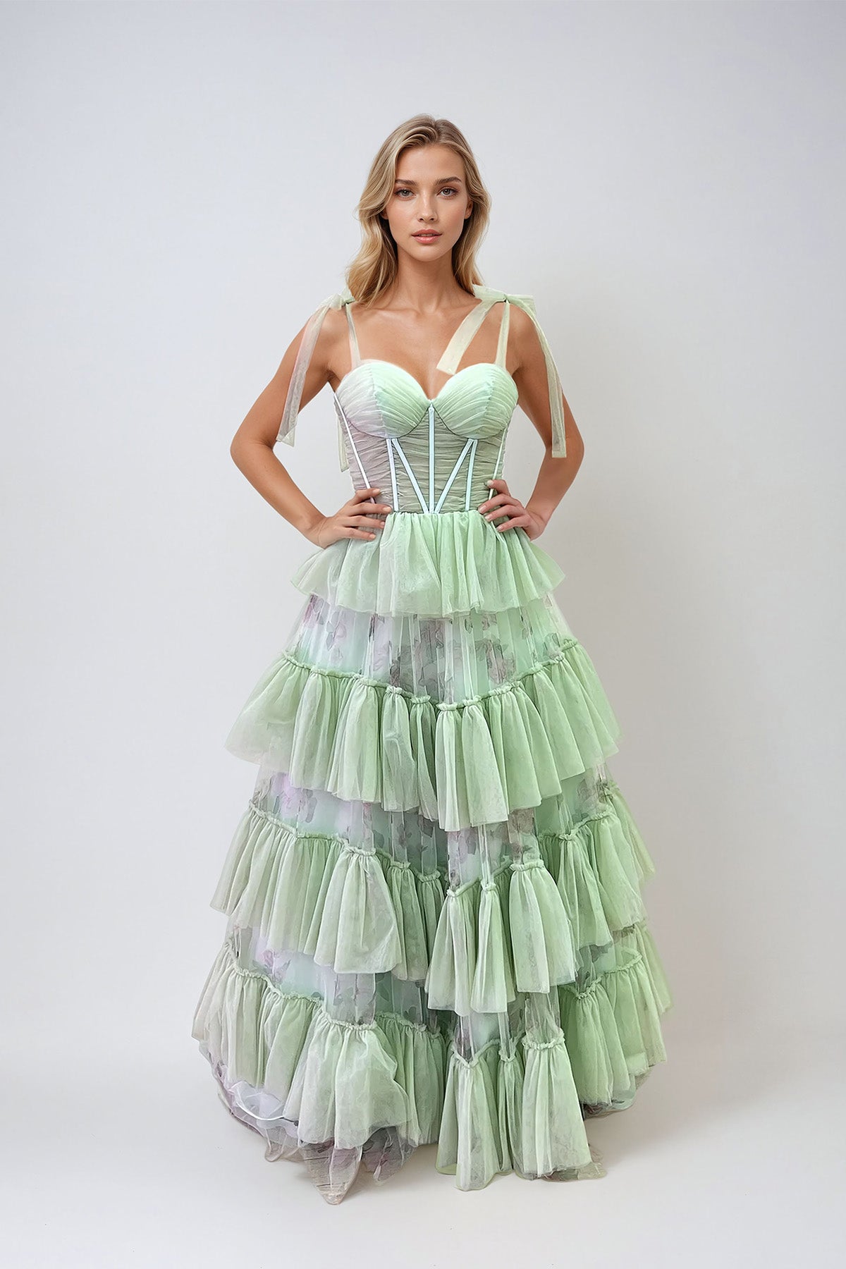 Juliet JT2546S Long Formal Layered Prom Dress