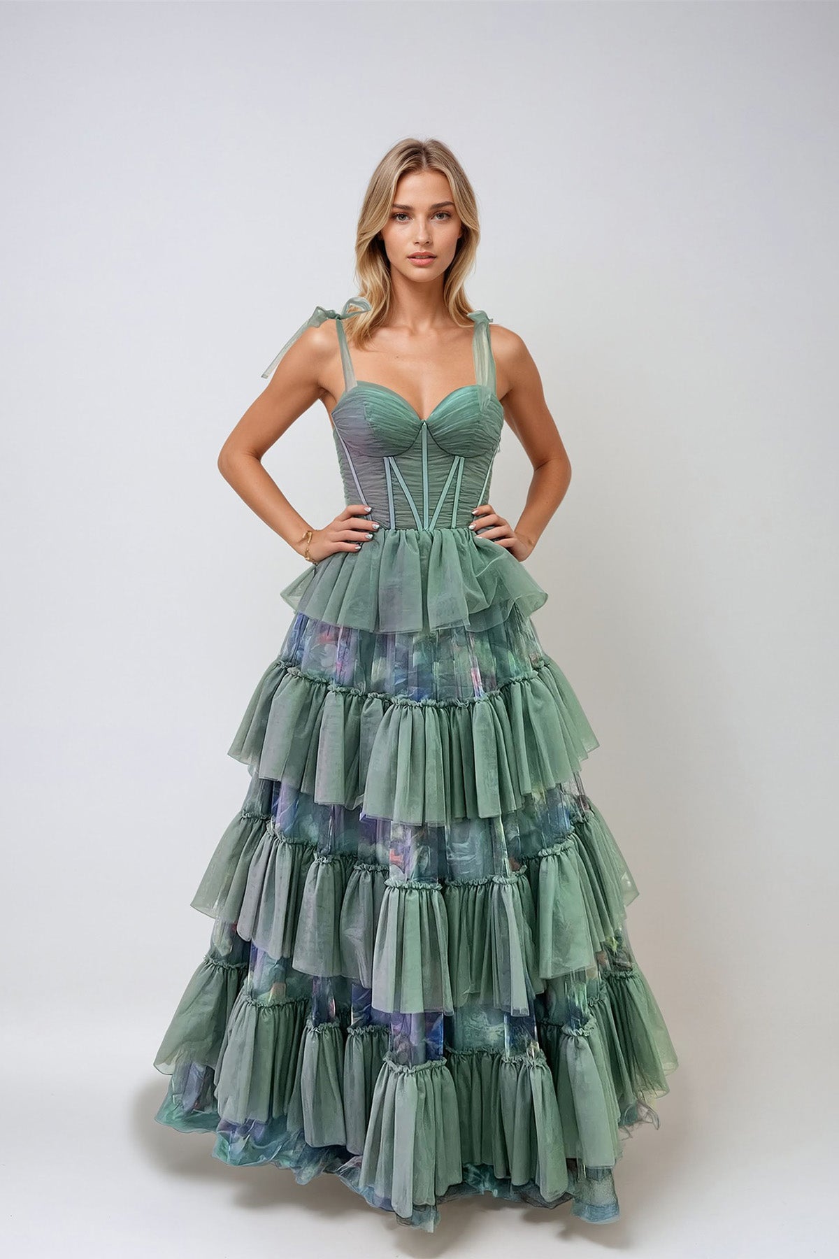 Juliet JT2546S Long Formal Layered Prom Dress
