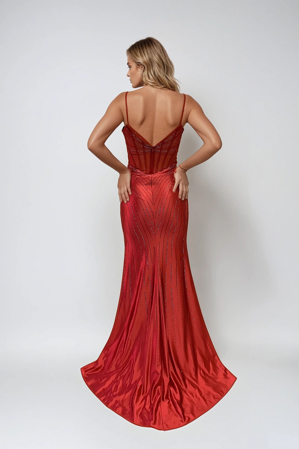 Juliet JT2914A Long Fitted Slit Formal Prom Pattern Dress