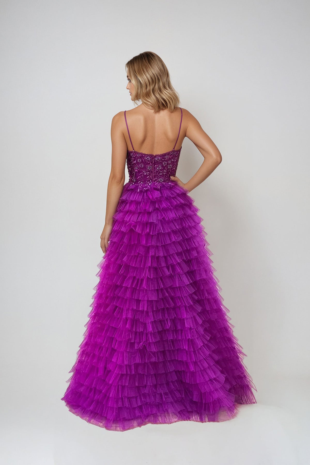 Juliet JT2544S Fitted Prom Long Ruffle Formal Dress