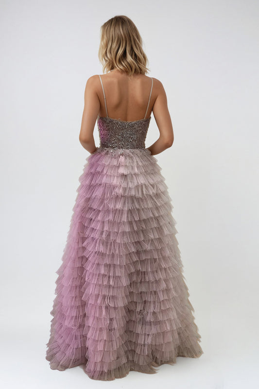 Juliet JT2544S Fitted Prom Long Ruffle Formal Dress