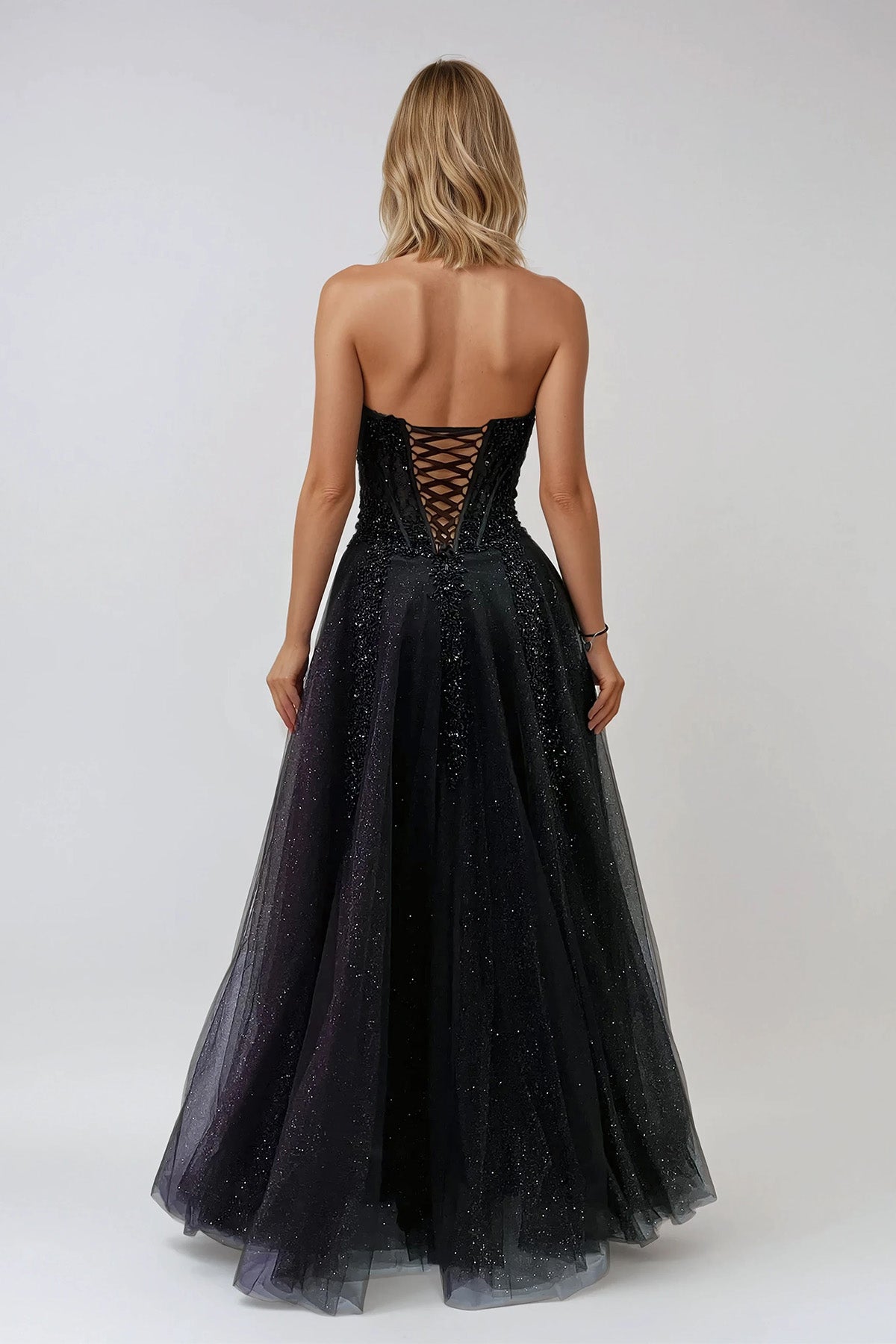 Juliet JT2882C Fitted Long Slit Beaded Sequin Prom Dress