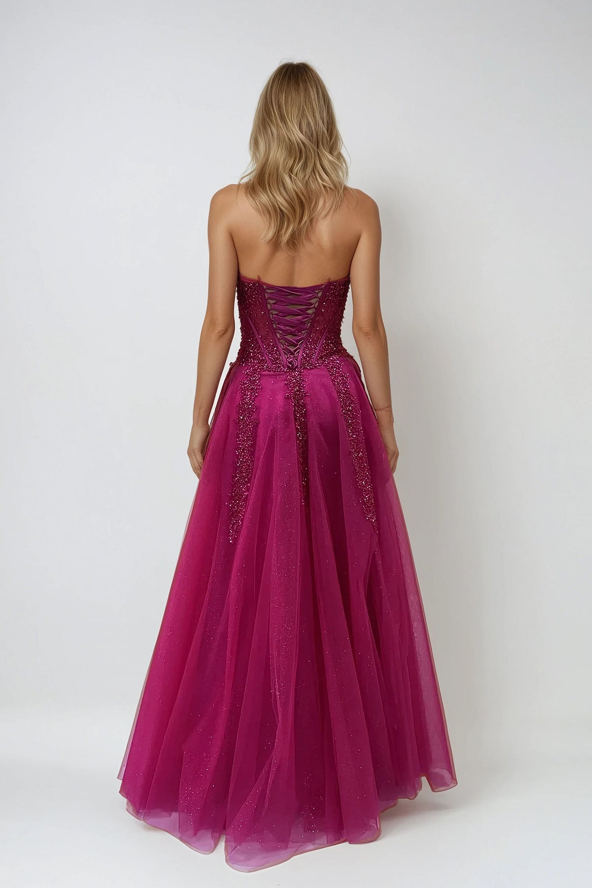 Juliet JT2882C Fitted Long Slit Beaded Sequin Prom Dress