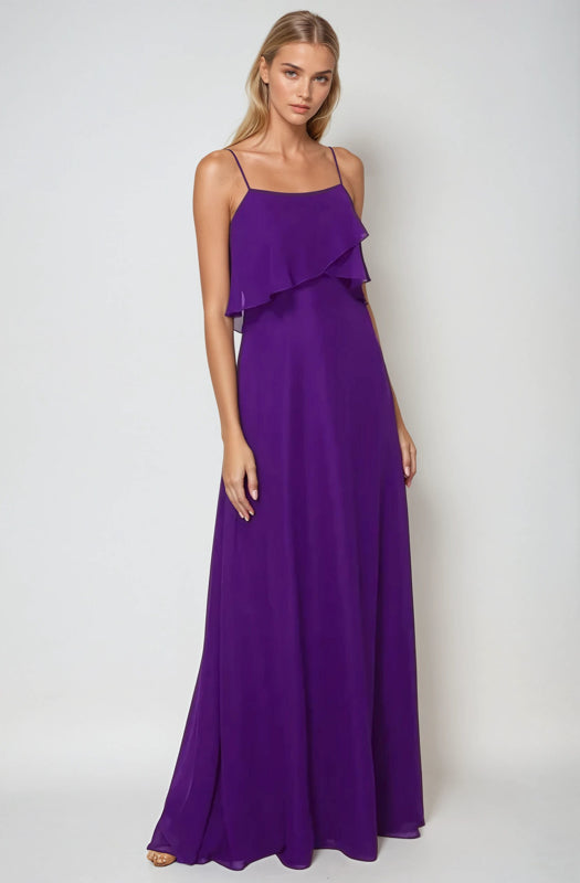 Prom Dresses Formal Long Prom Ruffle Dress Purple