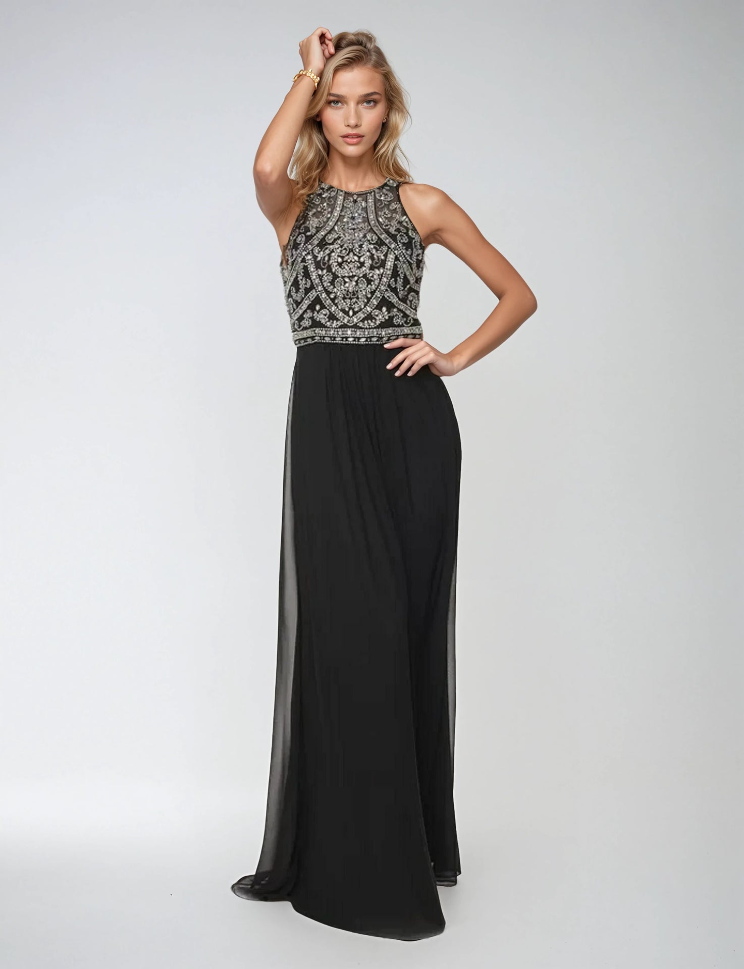 Juliet 609 Beaded Long A Line Formal Prom Dress