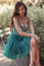 Cocktail Dresses Beaded Short Mini Cocktail Dress Emerald Green