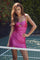 Cocktail Dresses Fitted Cocktail Homecoming Short Mini Dress Fuchsia